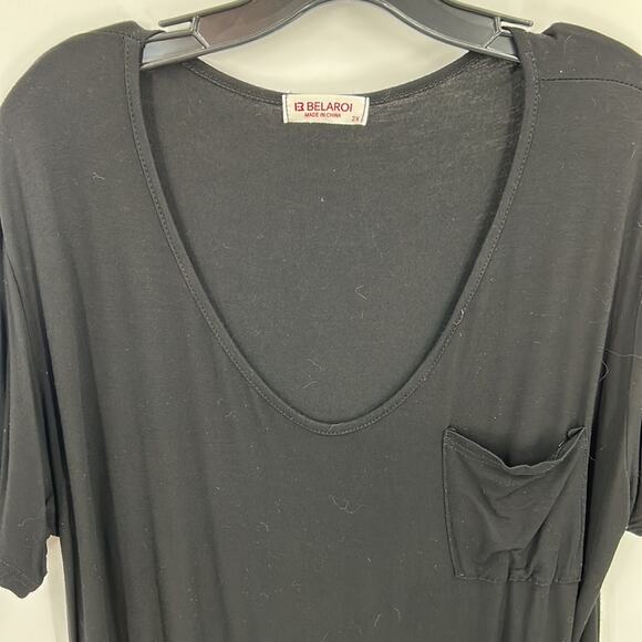 Women's Plus Size V Neck Black Short Sleeve Top Tunic Size 2 X - Picture 2 of 11